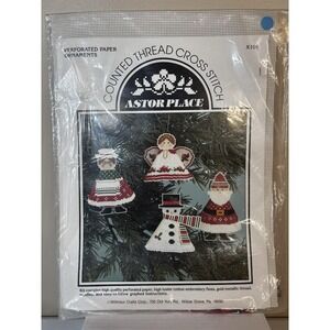 VTG Astor Place Counted Cross Stitch Christmas Ornaments #X101 NOS